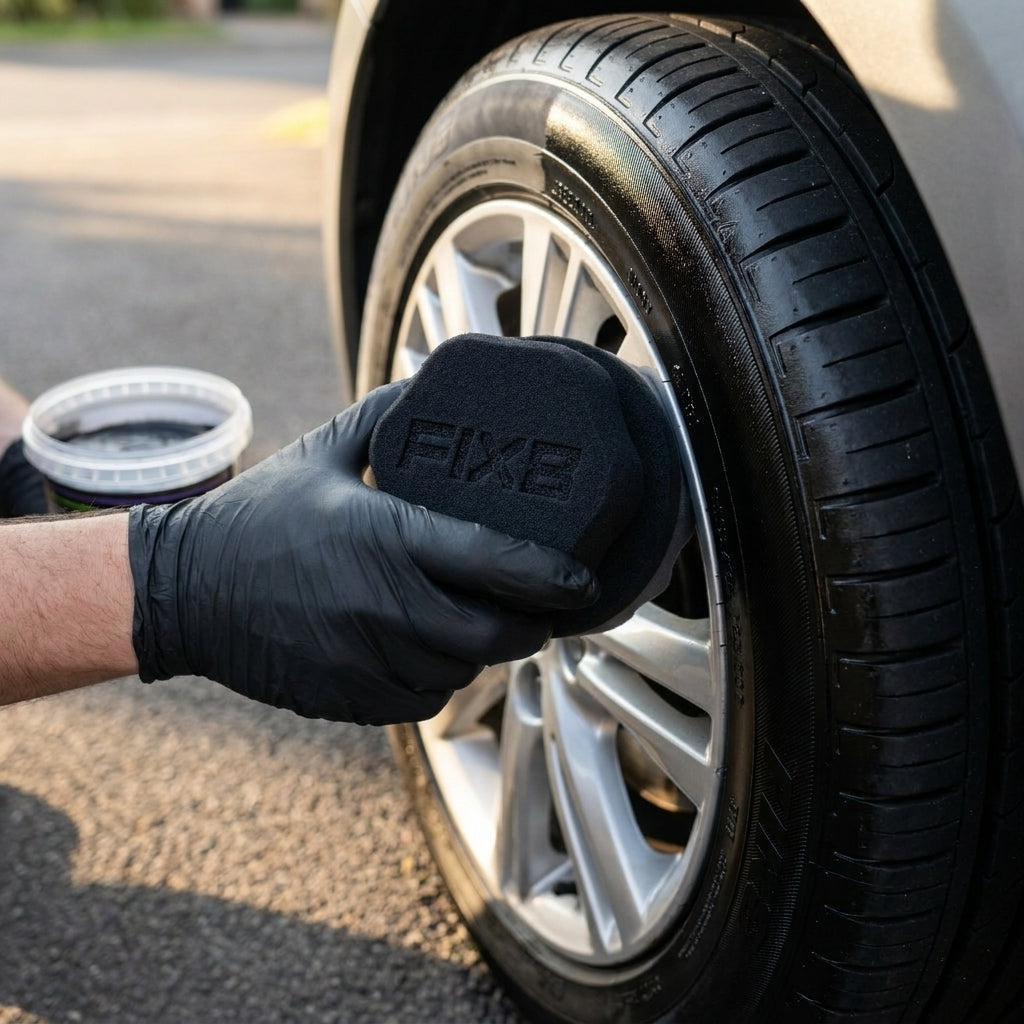 Fix8 Tyre Black Applicator | Dual-Density Foam Tyre Dressing Pad